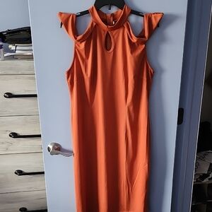 Elegant Orange Sleeveless Dress